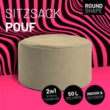 LUMALAND Sitzsack Pouf (50 L) beige, moderner In- & Outdoor Sitzhocker, leicht, langlebig, mit 2in1 Funktion und hochwertiger Füllung.