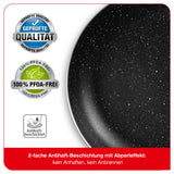 Mama Rossi Aluminium-Pfanne mit Cool-Touch-Griff - 28 cm, 2-fache Antihaftbeschichtung, PFOA-frei, hitzebeständig, leicht zu reinigen.