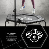 FitEngine Fitness-Trampolin Smart mit 5-fach höhenverstellbarem Haltegriff und integriertem Trainingscomputer für effektives Workout