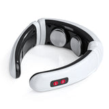 MAXXMEE Nacken-Massagegerät EMS in weiß/schwarz mit 16 Intensitätsstufen, ergonomisch und kabellos für Tiefen-Entspannung unterwegs.