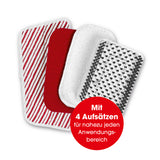 CLEANmaxx Akku-Scheuerbürste 3,7V rot/grau mit 4 wechselbaren Aufsätzen für verschiedene Reinigungsbereiche.