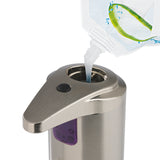 FC Bayern München Seifenspender mit Logo und Sensor – Edelstahl, berührungslos, für bis zu 250 ml Flüssigseife, 3 Ausgabestufen, batteriebetrieben.