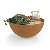 EASYmaxx LED-Dekosäule mit Pflanzschale - Rost-Optik, 59 cm, warmweiß leuchtende LEDs, dekorative Pflanzschale ohne Kabel.