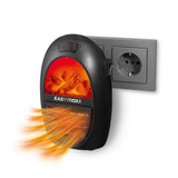 EASYmaxx Mini-Heizung Kamin-Optik 400W schwarz, kompakt, mit LED-Flammeneffekt, digitalem Thermostat und Steckdosenheizung.