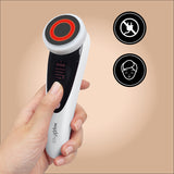 MAXXMEE Gesichtspflege "Professional" mit 3 Modi zeigt handgehaltenes Gesichtsreinigungsgerät mit LED-Licht und verschiedenen Intensitätsstufen.