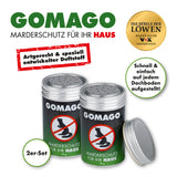 GOMAGO Mardervergrämung Haus - 2er-Set mit artgerechtem Duftstoff für effektiven Marderschutz im Haus, einfach aufstellbar auf Dachböden.