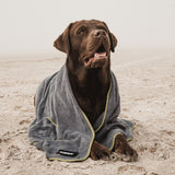 FLUFFINO® Hundehandtuch Mikrofaser – 2er-Pack in Grau & Grün, saugfähig, schnell trocknend, ideal für kleine und mittelgroße Hunde.