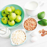 GOURMETmaxx Küchenwaage Retro in Mint mit frischen Äpfeln, Milch, Eiern und Müsli für präzise Küchenmessungen bis 5 kg