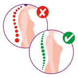 VITALmaxx Rückenkorrektor - S/M - creme zeigt korrekte und inkorrekte Haltung zur Unterstützung der Wirbelsäule.