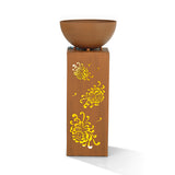 EASYmaxx LED-Dekosäule mit Pflanzschale Rost-Optik "Bauernrose" 59 cm, beleuchtete Säule mit floralem Design und Pflanzschale.