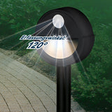 MAXXMEE LED-Sensorlicht mit Bewegungsmelder und Erdspieß, rund, grau, 120° Erfassungswinkel, wetterfest, kabellos, 2er-Set.