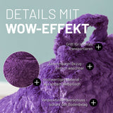 LUMALAND Luxury Fluffy Sitzsack stylischer Webplüsch Beanbag in Lila mit weichem, waschbarem Bezug und praktischem Tragegriff.