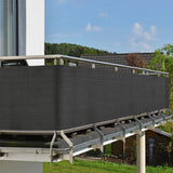 Hoberg Polyrattan Sicht- und Windschutz in Anthrazit, blickdicht, wasserabweisend, UV-beständig für Balkon und Terrasse, 90x500 cm.
