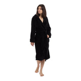 LUMALAND Luxury Mikrofaser Bademantel mit Kapuze für Damen und Herren, schwarz, Größe M, flauschig und schnelltrocknend.
