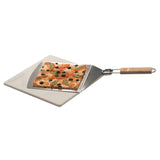 LANDMANN Selection Pizzastein-Set mit Cordieritstein und klappbarem Edelstahl-Pizzaheber mit Bambusgriff für Grill und Backofen.