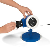 HSV LED-Motivstrahler - 7,5 Watt - blau mit Logo mit wechselbaren Motiven und praktischem Indoor-Sockel für Innen und Außen.