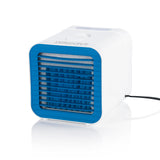 EASYmaxx Luftkühler mit Heizfunktion - 650W, kompakt, mit Verdunstungstechnologie, 3 Geschwindigkeitsstufen, Timerfunktion, blau-weiß.
