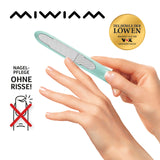 MIWIAM Nagelfeile für Finger- und Fußnägel - mint, rostfrei, hygienisch, mit grober und feiner Struktur für glattes Finish ohne Risse.