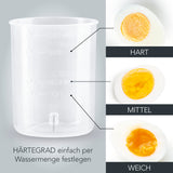 GOURMETmaxx Eierkocher für 7 Eier mit Messbecher zur Wassermengenbestimmung für weiche, mittlere oder harte Eier.