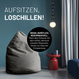 LUMALAND Luxury XL PLUS Sitzsack stylischer Beanbag Grau mit 220L Füllung, robusten Nähten und angenehmem, formanpassendem Material.
