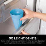 frats Trinkbecher 300ml - Selbstkühlend - 3er-Set - Blau, doppelwandig, vor Gebrauch im Gefrierfach vorkühlen, spülmaschinengeeignet.