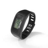 VITALmaxx Fitness-Armband - Schwarz mit beleuchtetem LCD-Display, Silikonarmband und 360°-Bewegungserfassung für präzise Trainingsdaten.