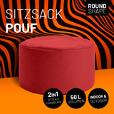 LUMALAND Sitzsack Pouf (50 L) in Rot, multifunktional als Sitzhocker und Fußschemel, geeignet für In- & Outdoor.