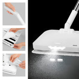 N8WERK Akku-Vibrationsmopp Moonlight White Edition mit Sprühfunktion, LED-Beleuchtung und Akku für leichte Bodenreinigung