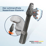 Silkslide Pro Nasenhaartrimmer - Nasierer 2er-Set schmerzfrei mit Klingenschutz, hochwertig, ohne Batterien, Made in Germany.