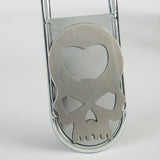 LANDMANN Piccolino King Grillzange aus Edelstahl mit Totenkopf-Design, passend zum pulverbeschichteten Feuerschale-Set.