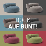 LUMALAND Interior Line Sitzsack-Lounge in sechs Trendfarben, 320l Füllung, bequemes rundes Sitzsack-Sofa, hellgrau und weitere Farben.