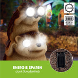 EASYmaxx Solarlampe Igel mit Fernglas als dekorative Gartendeko mit Solarlicht und 4 weißen LEDs, solarbetrieben und energiesparend.