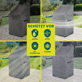Hoberg Gartenstuhl-Abdeckung mit Kordelzug – wetterfest, UV-beständig, schützt zuverlässig vor Regen, Wind, UV-Strahlung und Schnee.