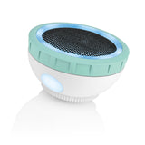 MIWIAM Hornhautentferner 3in1 mit LED-Licht, abwaschbarem Aufsatz und ergonomischem Design in weiß/lila/türkis für Fußpflege zu Hause.