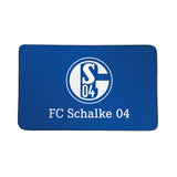 S04 Sporthandtuch Deluxe - 80x130 cm weiß/blau mit FC Schalke 04 Logo, saugfähig, schnelltrocknend, ideal für Sport und Reisen.