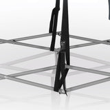 Hoberg klappbare Hängematte mit Sonnendach aus pulverbeschichtetem Stahl mit Tragetasche und Befestigungsbändern.