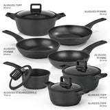 N8WERK 11-teiliges Aluguss-Topf- und Pfannen-Set mit Antihaftbeschichtung, Deckeln, für alle Herdarten, inklusive Stielkasserolle.