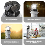 EASYmaxx Solar-Leuchte Leuchtturm - Stein-Optik mit 360° Leuchtfeuer, Dämmerungssensor, kabellos, solarbetrieben und flexibel platzierbar.
