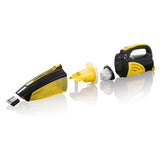 CLEANmaxx Akku-Handstaubsauger 2in1 in Gelb/Schwarz kabellos mit transparentem 300ml Schmutzbehälter, Nass- und Trockensauger.