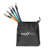 MAXXMEE Trainings-Set Fitness-Bänder 11-tlg., mehrfarbige Bänder mit Karabinern in Tasche, für vielseitiges Fitness- und Stretching-Training.