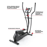 FitEngine Crosstrainer belastbar bis 150 kg mit 10 Schwierigkeitsstufen, großem Display und rutschfesten Pedalen.