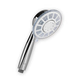 EASYmaxx Duschkopf LED mit bunter Duschzeitanzeige, wasserkraftbetrieben, verchromt, Regen- und Massagedusche, passend für 1/2" Innengewinde.