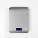 MAXXMEE Digital-Küchenwaage aus Edelstahl, grammgenau von 1 g bis 5 kg mit LCD-Display und Tara-Funktion.