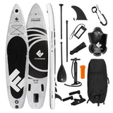 FitEngine Trip SUP-Board Set (Allrounder) - 10'8'' Beton mit Carbon-Paddel, Pumpe, Action-Cam-Halterung und Zubehör vielseitig einsetzbar.