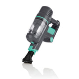 CLEANmaxx Akku-Zyklon-Staubsauger grau/türkis, kabellos mit 2-Stufen-Saugkraftregulierung und 600 ml Staubbehälter.