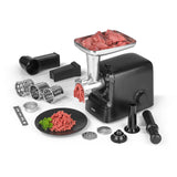N8WERK Fleischwolf inkl. Rücklauf-Funktion Midnight Edition mit 2000 W, 5in1 Zubehör für Fleisch, Kebbe, Gemüse, Spritzgebäck.