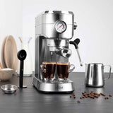 ESPRESSO-ULTIMATE Espresso-Siebträgermaschine 20 bar mit Thermoblock, Pre-Infusion und Milchschaumdüse, Edelstahldesign.