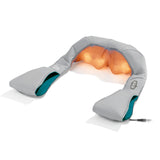 VITALmaxx Shiatsu-Massagegerät Nacken & Schulter grau/türkis mit Rotlicht-Wärmefunktion und 4 rotierenden Massagebällen zur Muskelentspannung.