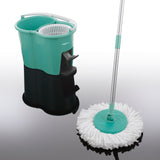 MAXXMEE Power-Wischmopp - 2 Kammer-System türkis mit Eimer, 360° Rotation, Zwei-Kammer-Filtersystem, Auswringen ohne Bücken.