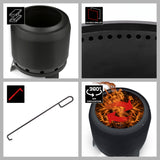 LANDMANN Raucharmer Feuerkorb Ø 60 cm, doppelwandig, pulverbeschichtet, mit Luftzirkulation und Schürhaken, schwarz, wetterfest und robust.